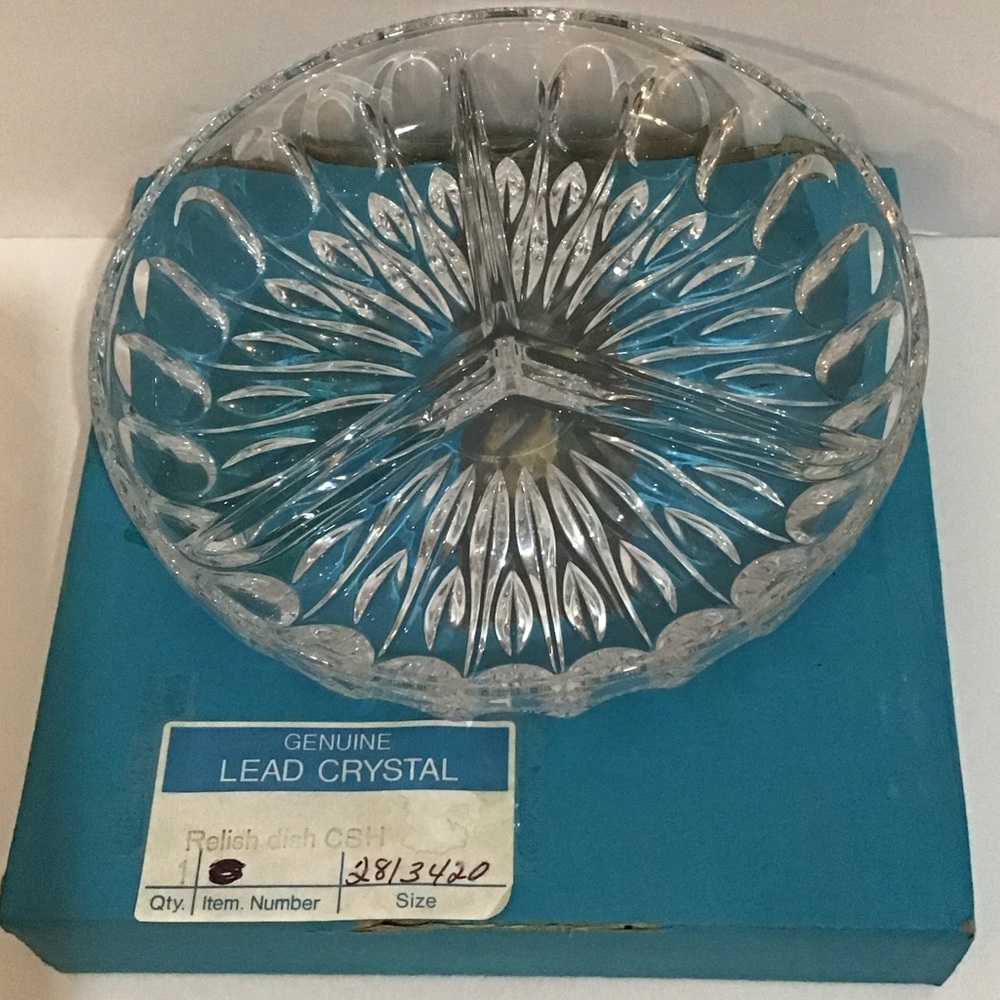 Genuine Lead Crystal 3 Section Decorative Dish